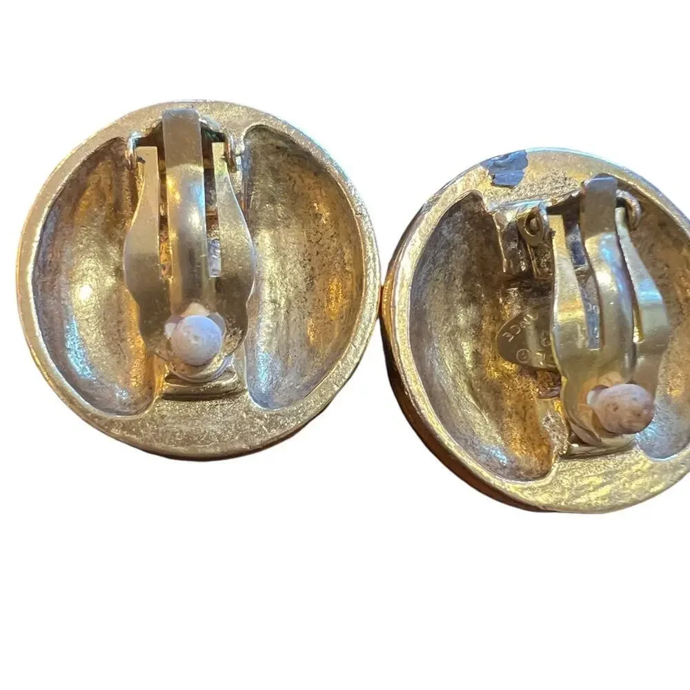 CHANEL Vintage 1988 CC Logos Button Motif Bijou Stone Earrings Clip-On 23 - Picture 4 of 7